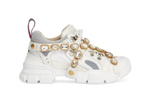 gucci sneaks white jewels|Gucci chunky jeweled sneakers.